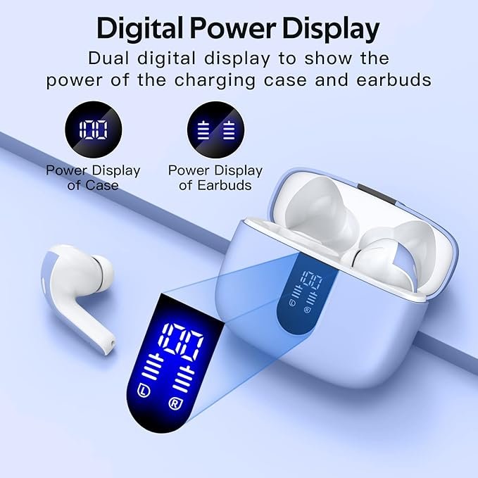 TAGRY Bluetooth Headphones True Wireless Earbuds 60H Playback LED Power Display